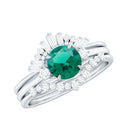 Vintage Inspired Lab Grown Emerald Diamond Wedding Bridal Ring Set of 3