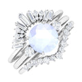 Round Moonstone Designer Trio Wedding Ring Set with Diamond