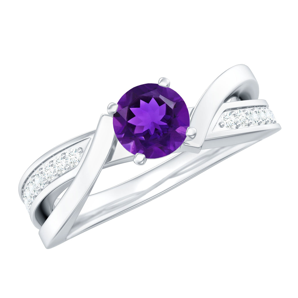 3/4 CT Solitaire Amethyst Infinity Ring with Diamond Accent