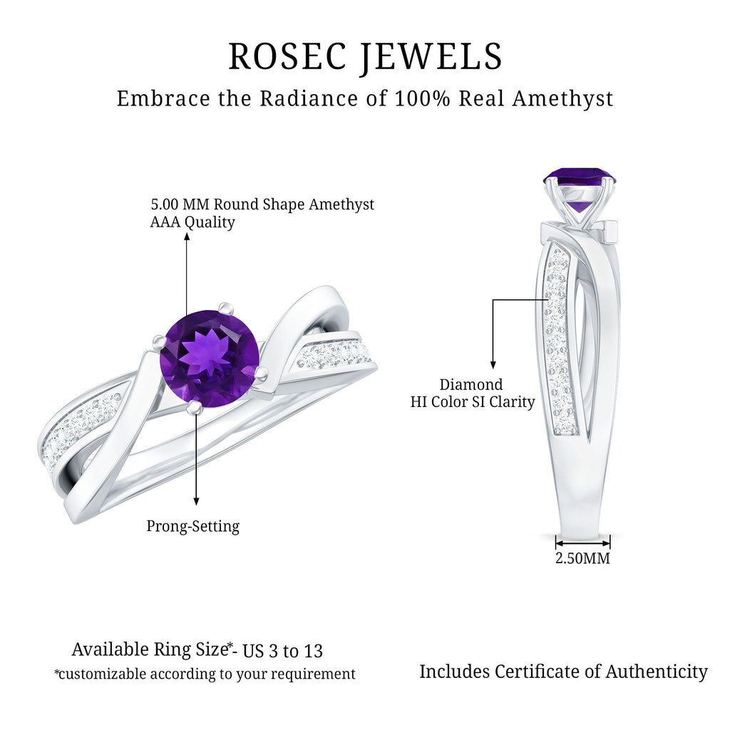 3/4 CT Solitaire Amethyst Infinity Ring with Diamond Accent