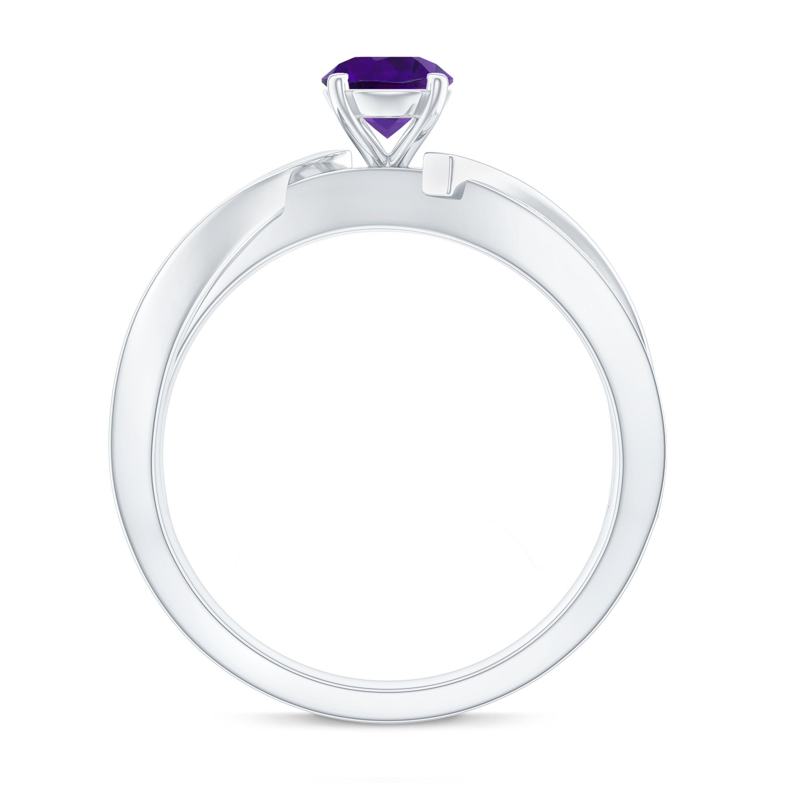 3/4 CT Solitaire Amethyst Infinity Ring with Diamond Accent