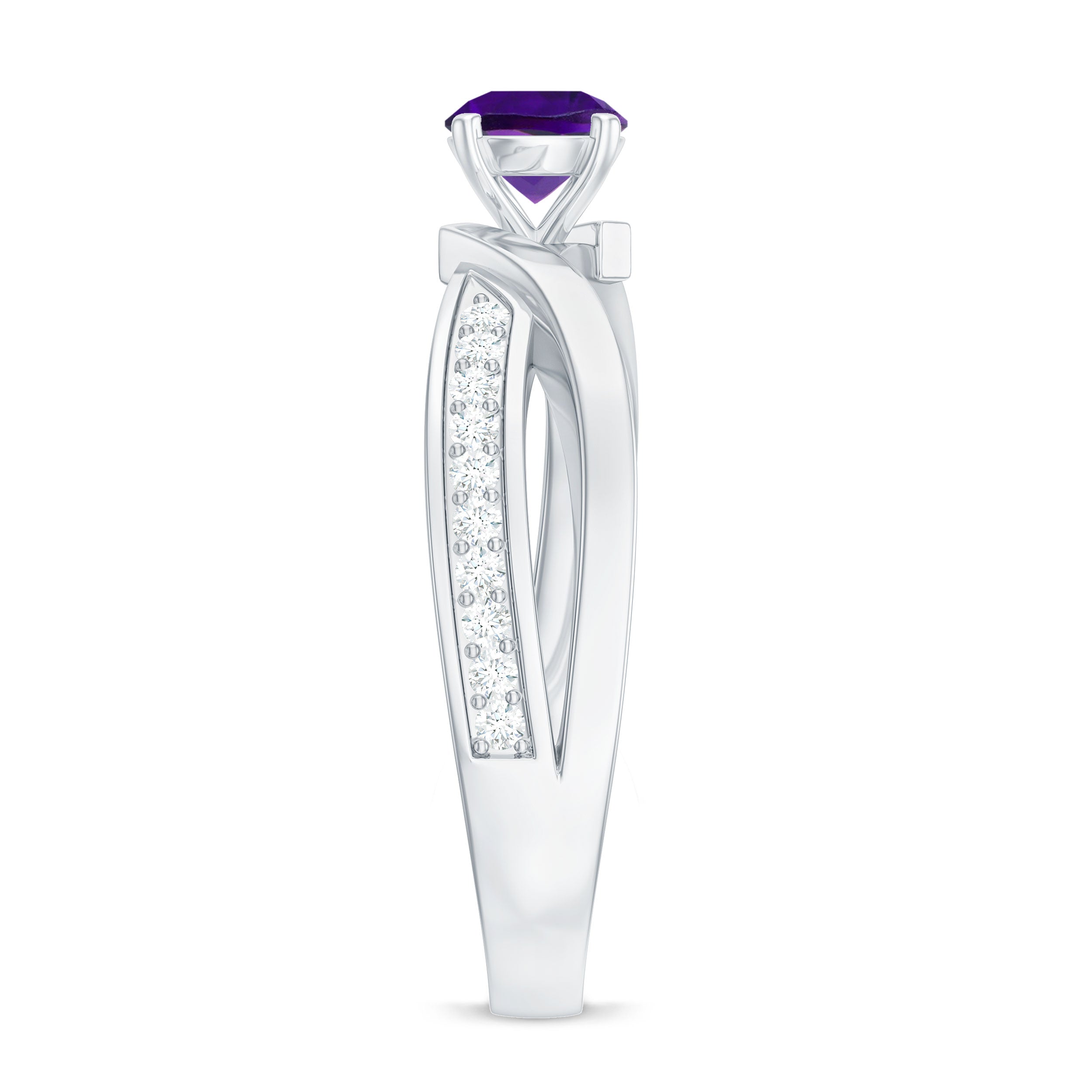 3/4 CT Solitaire Amethyst Infinity Ring with Diamond Accent