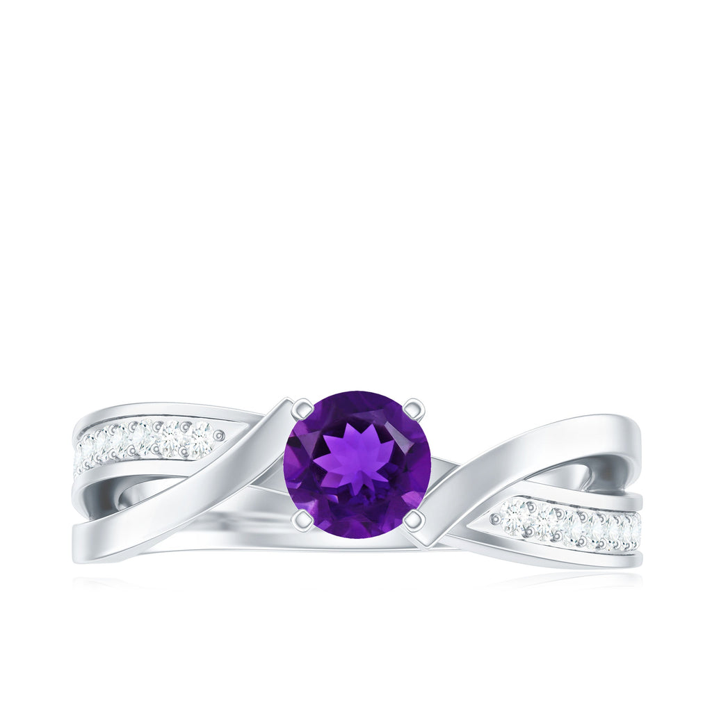 3/4 CT Solitaire Amethyst Infinity Ring with Diamond Accent