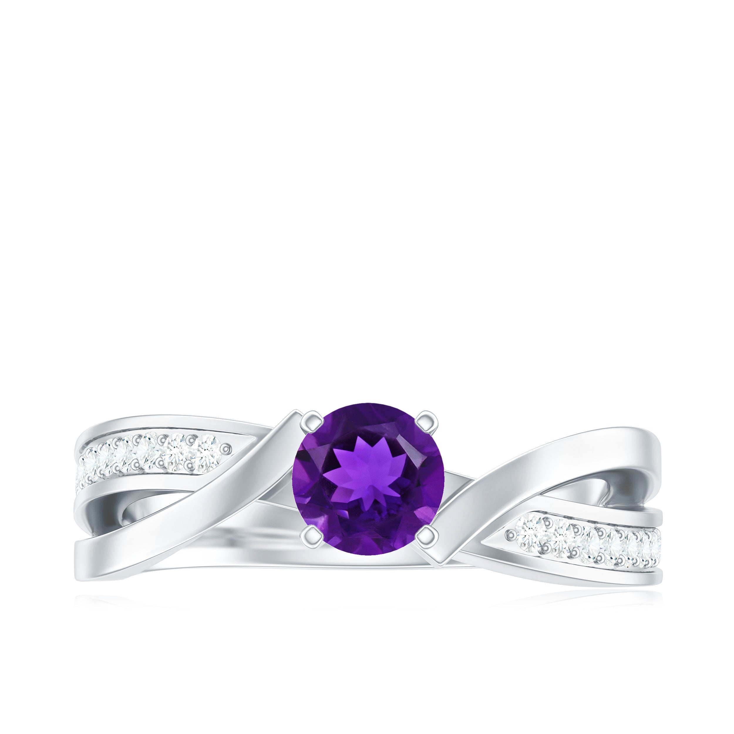 3/4 CT Solitaire Amethyst Infinity Ring with Diamond Accent