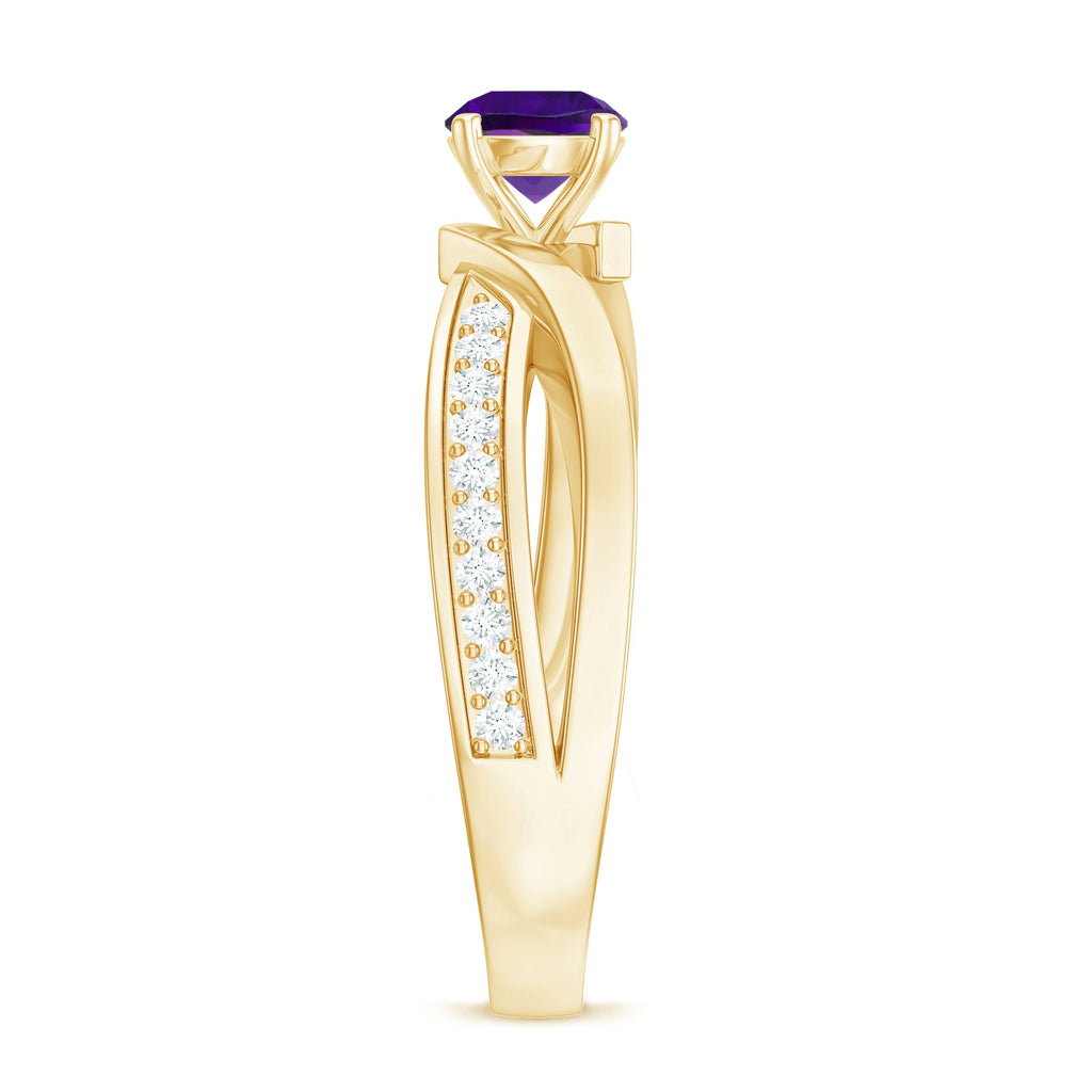 3/4 CT Solitaire Amethyst Infinity Ring with Diamond Accent