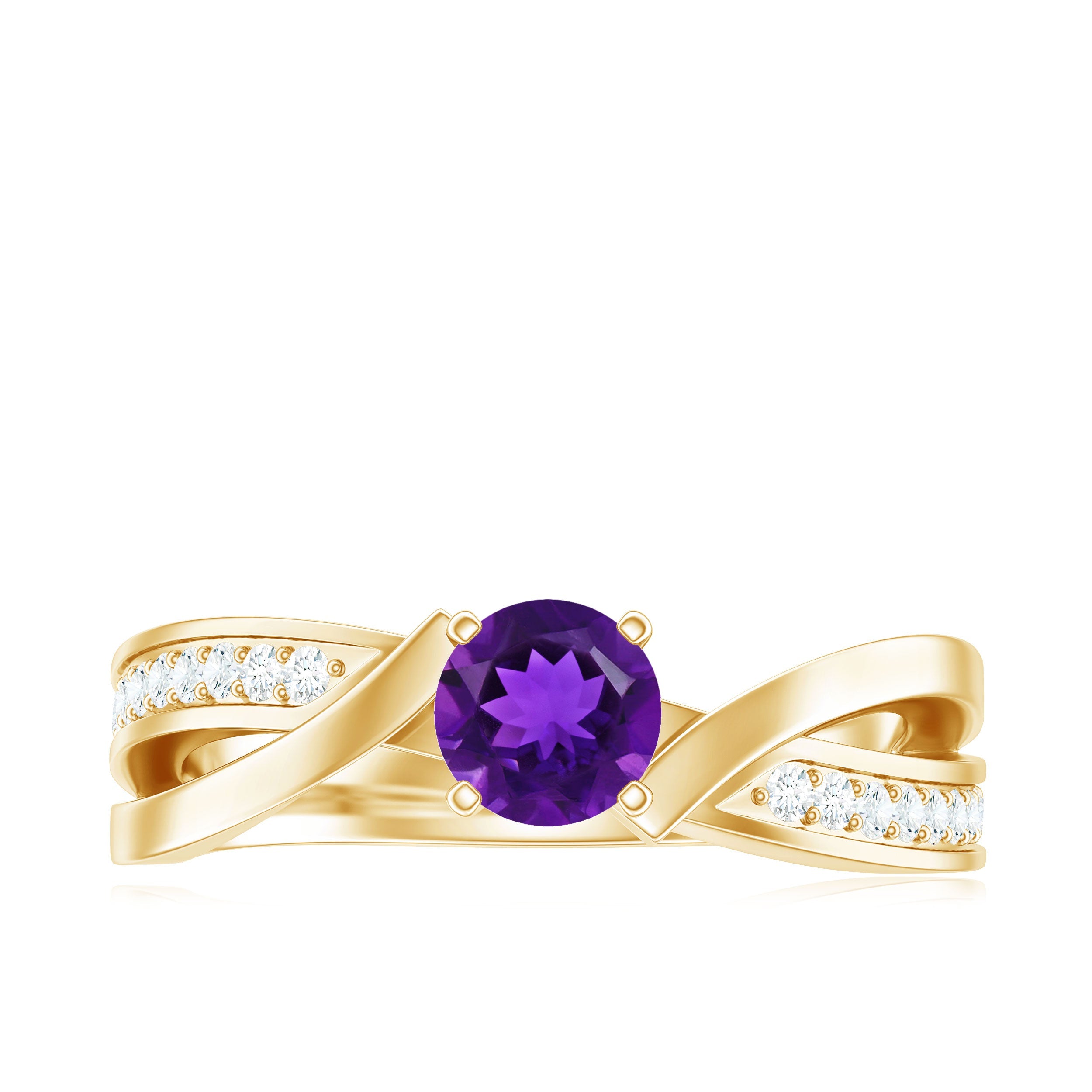 3/4 CT Solitaire Amethyst Infinity Ring with Diamond Accent