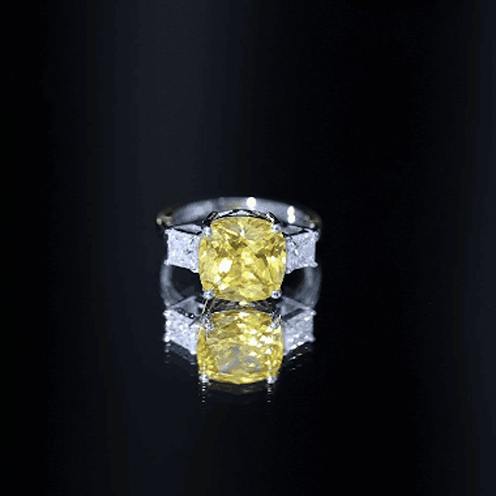 Lab Created Yellow Sapphire 3 Stone Statement Engagement Ring