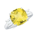 Lab Created Yellow Sapphire 3 Stone Statement Engagement Ring