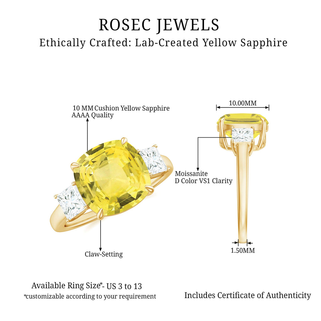 Lab Created Yellow Sapphire 3 Stone Statement Engagement Ring