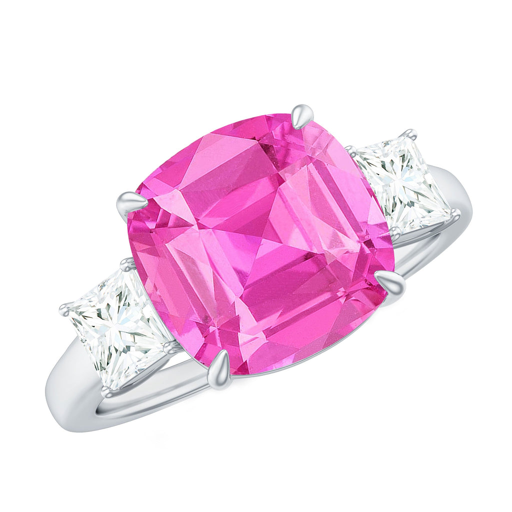 Lab Grown Pink Sapphire Past Present Future Engagement Ring