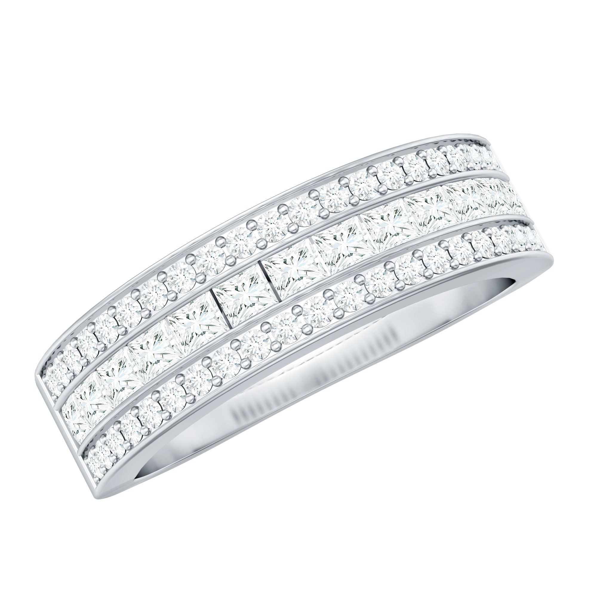 Moissanite 3 Row Eternity Band Ring for Women