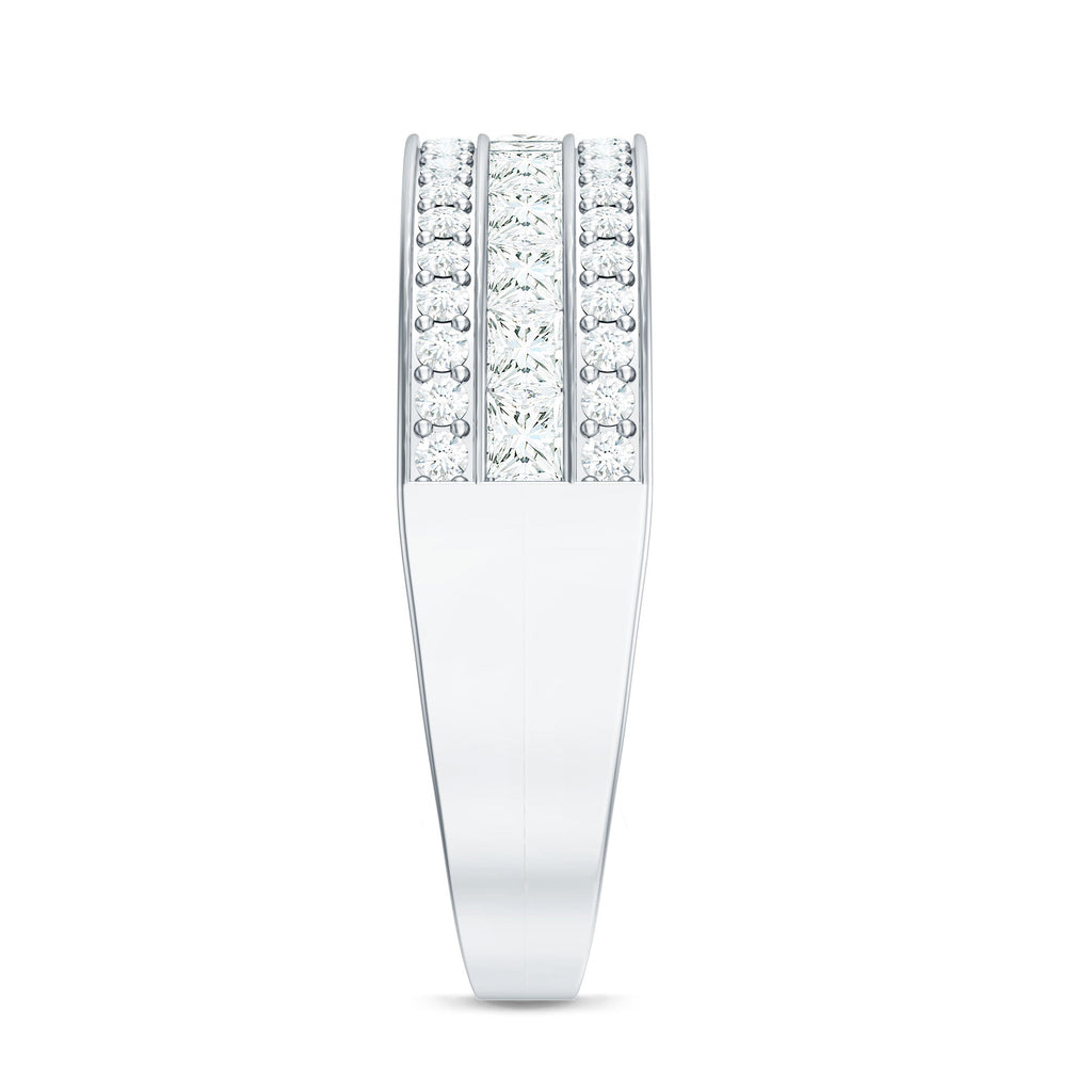 Moissanite 3 Row Eternity Band Ring for Women