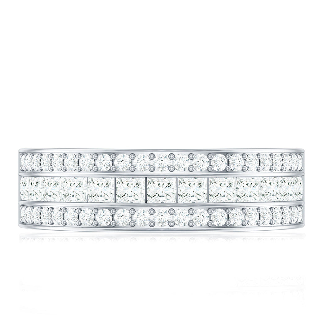 Moissanite 3 Row Eternity Band Ring for Women