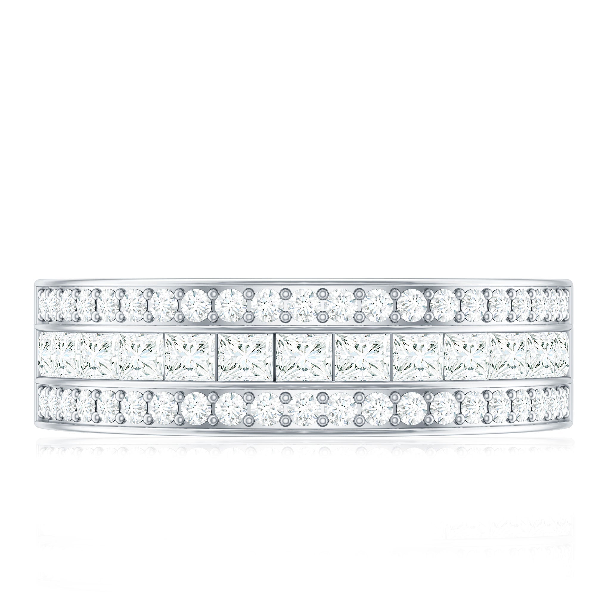 Moissanite 3 Row Eternity Band Ring for Women