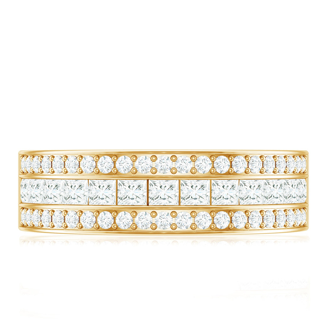 Moissanite 3 Row Eternity Band Ring for Women