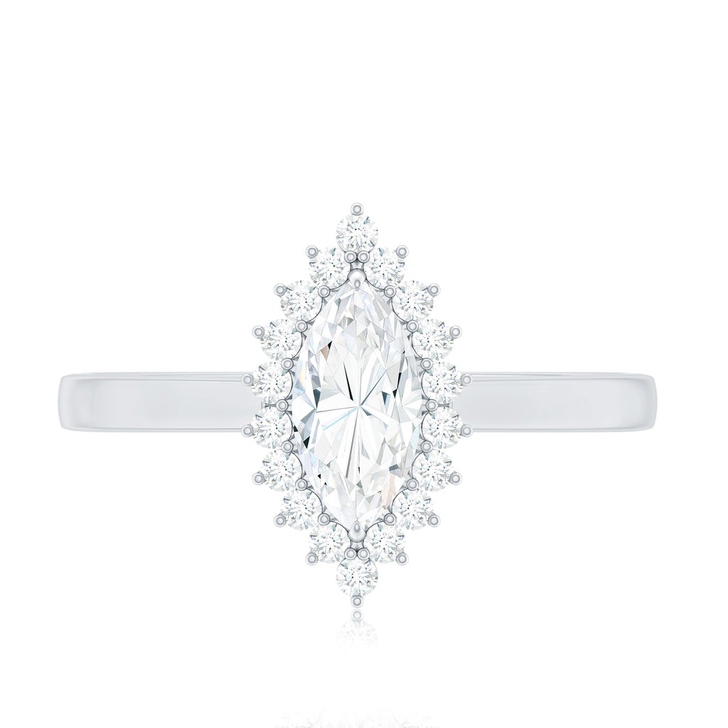 Certified Brilliant Cut Moissanite Marquise Engagement Ring