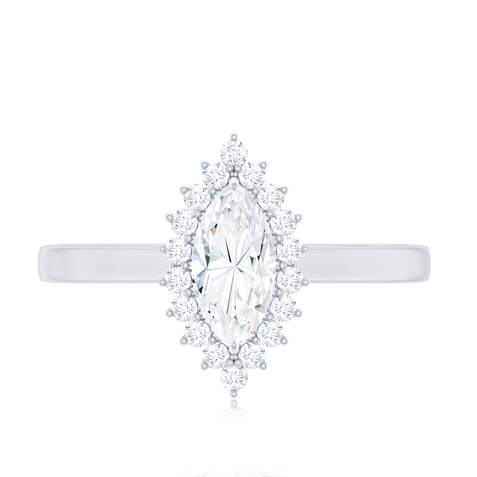 Certified Brilliant Cut Moissanite Marquise Engagement Ring