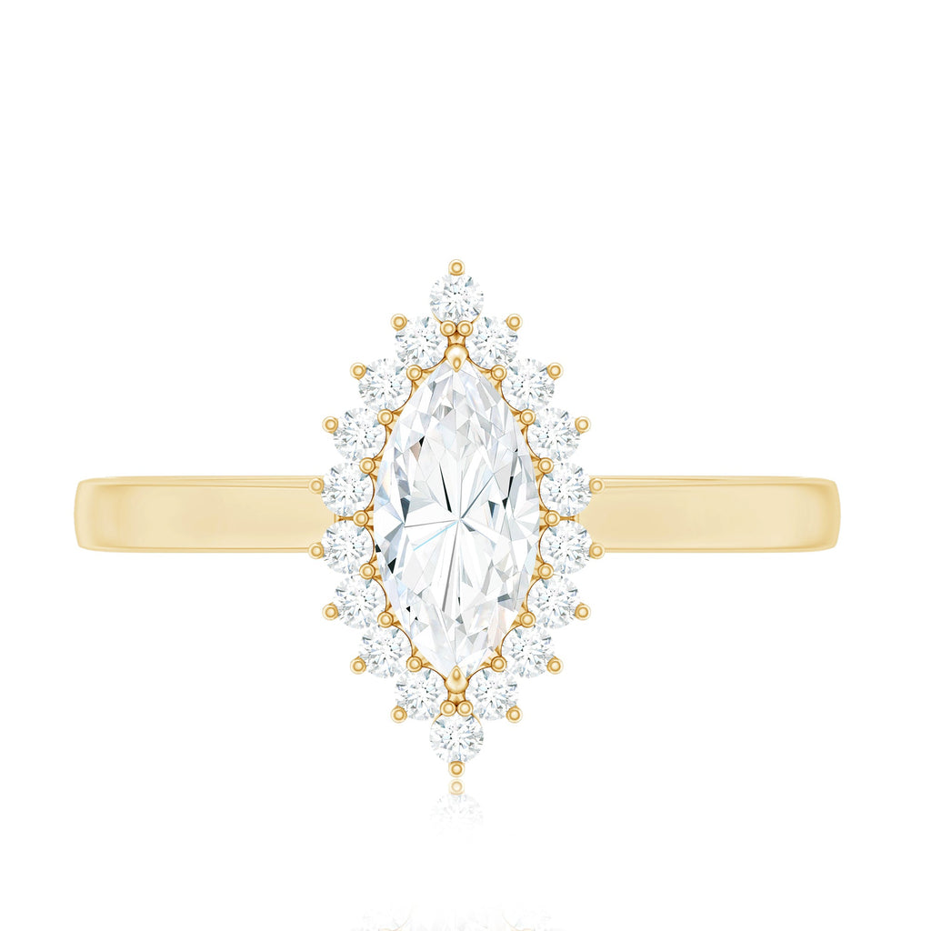 Certified Brilliant Cut Moissanite Marquise Engagement Ring