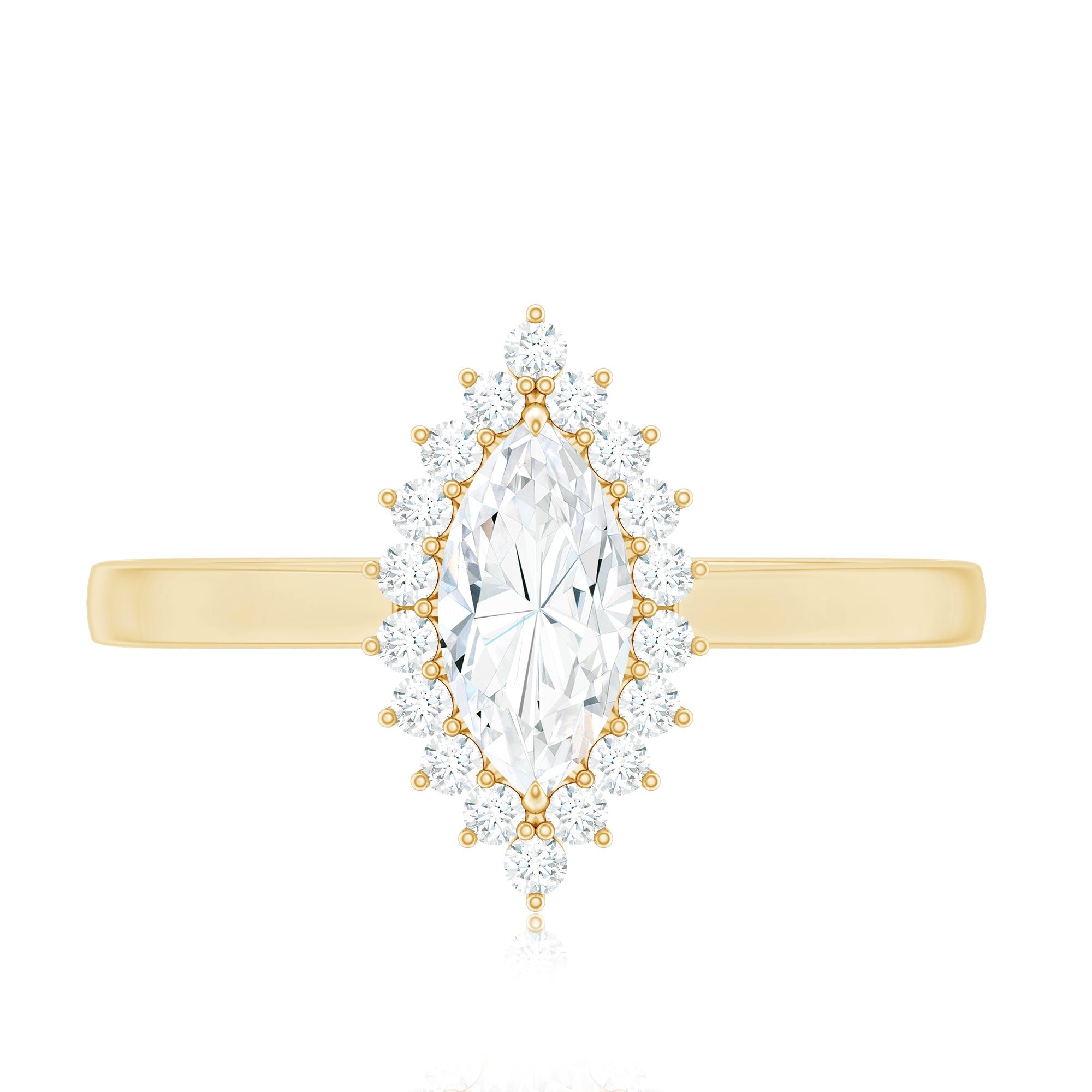Certified Brilliant Cut Moissanite Marquise Engagement Ring