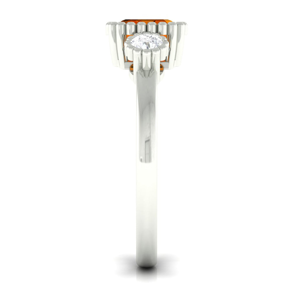 2 CT East West Fire Opal Engagement Ring with Diamond