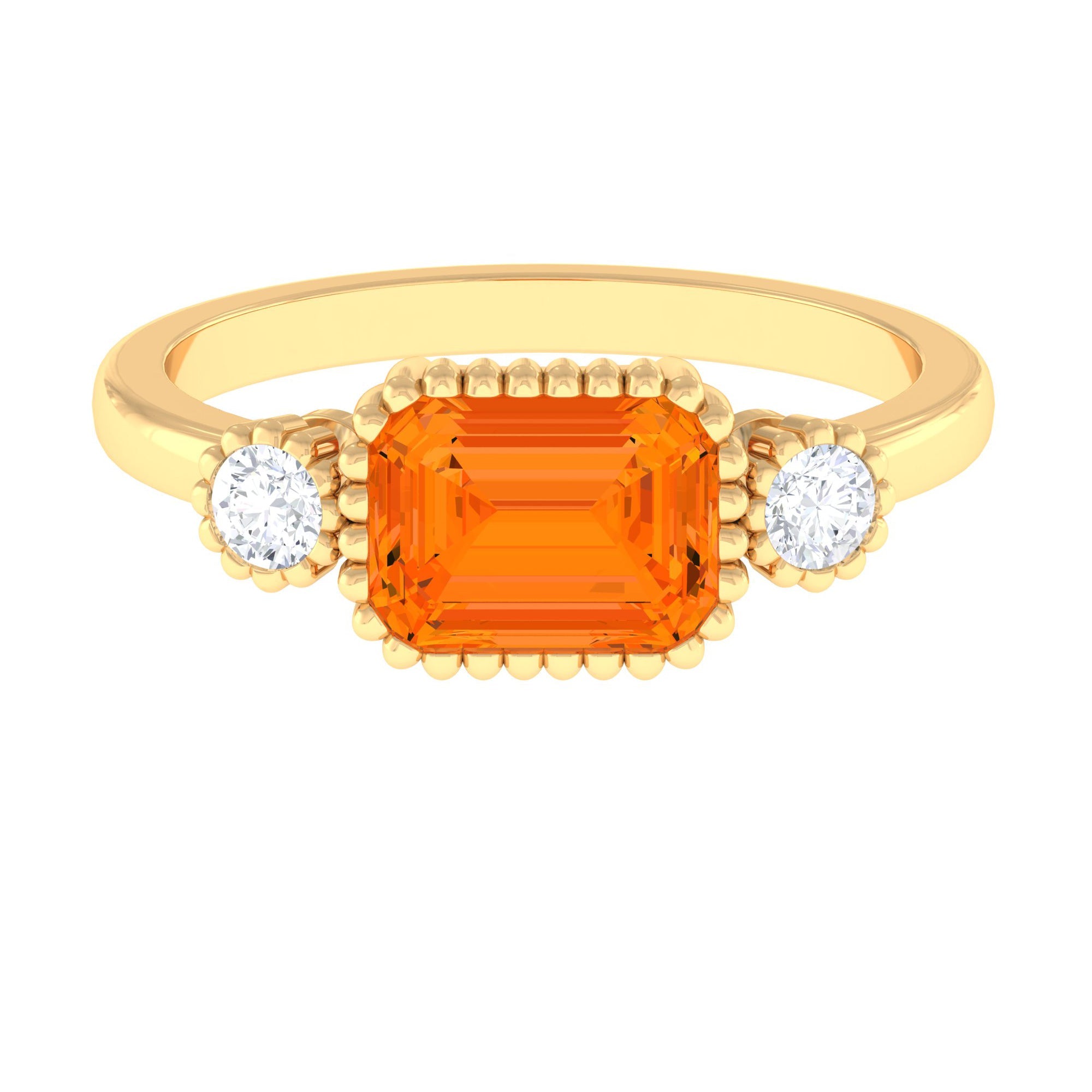 2 CT East West Fire Opal Engagement Ring with Diamond
