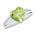 Natural 2 Carat Peridot Heart Engagement Ring with Diamond