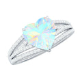 Designer Ethiopian Opal Heart Engagement Ring with Diamond Split Shank