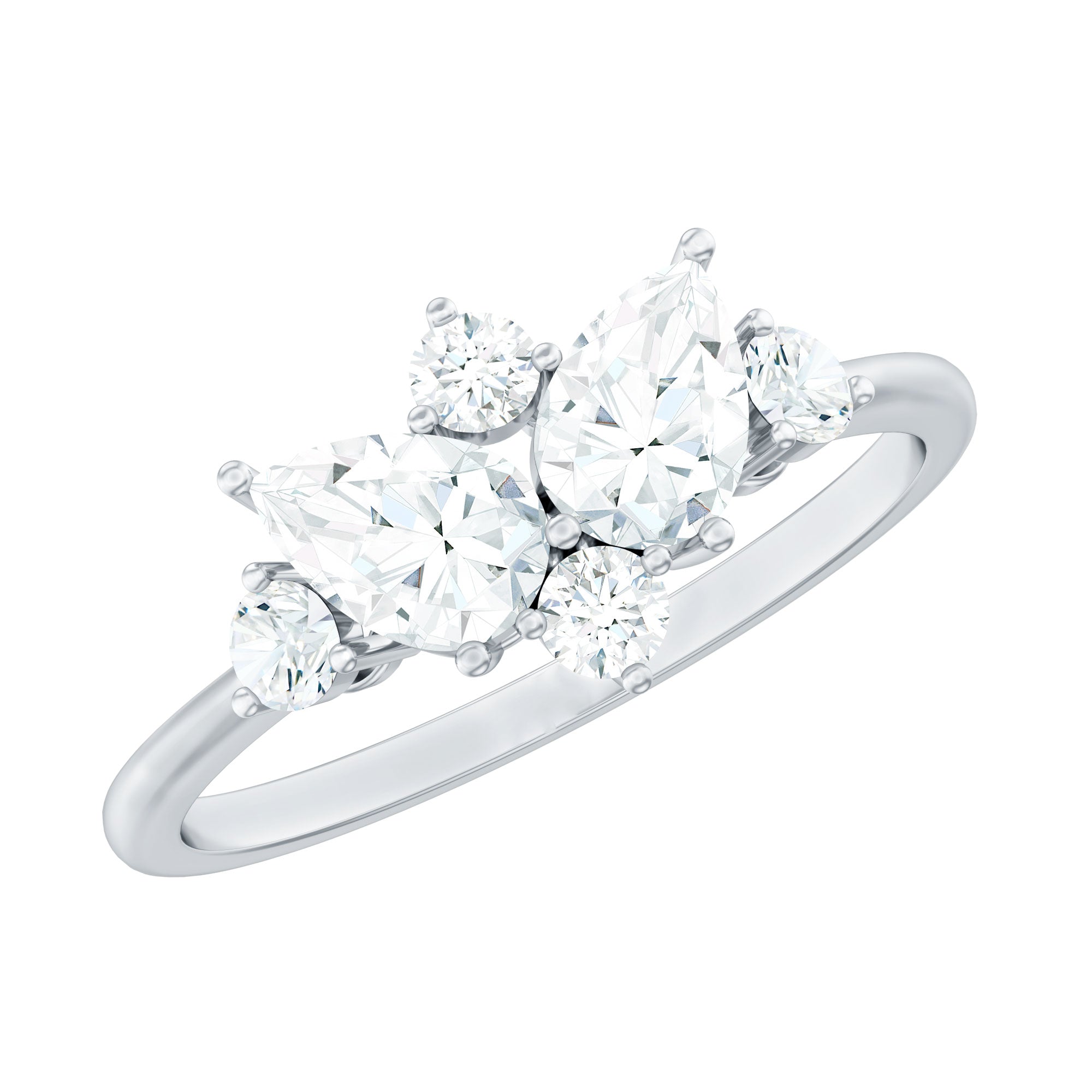Pear and Round Moissanite Cluster Promise Ring