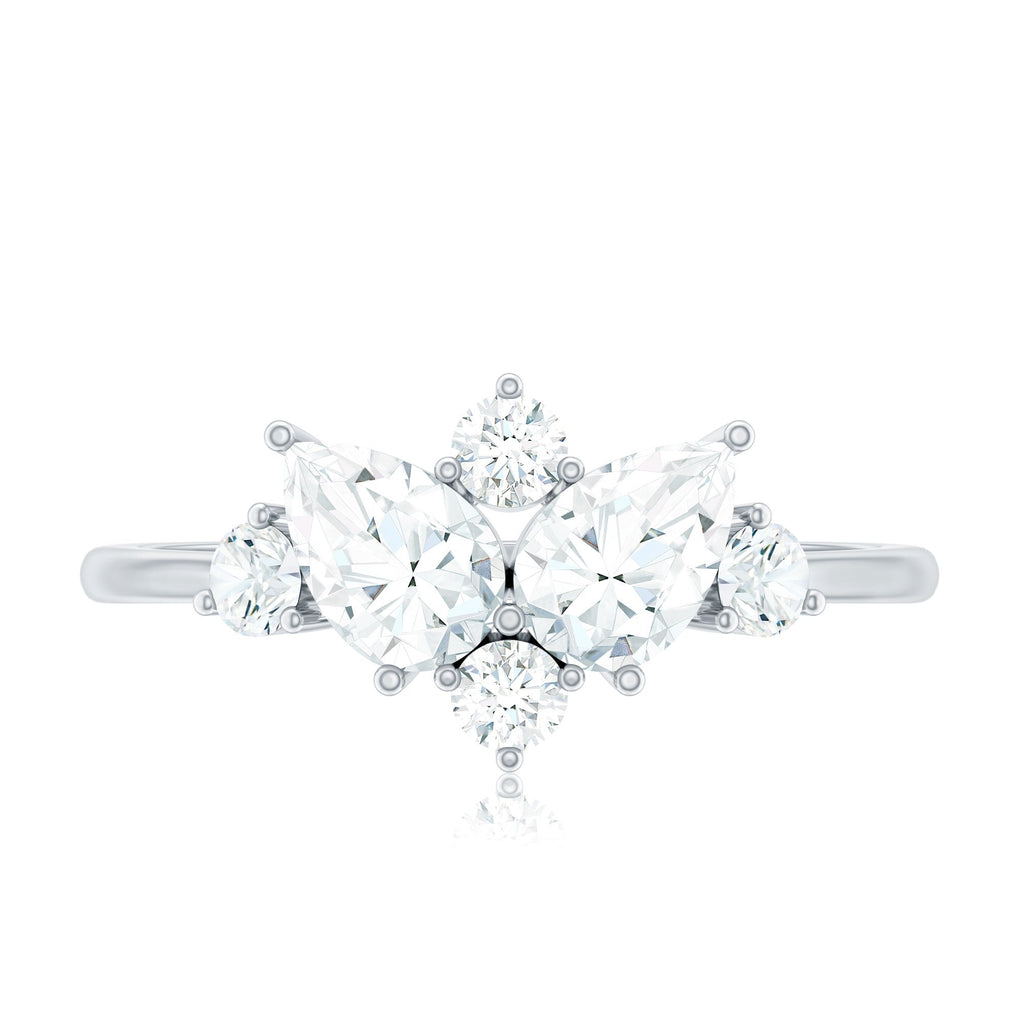 Pear and Round Moissanite Cluster Promise Ring