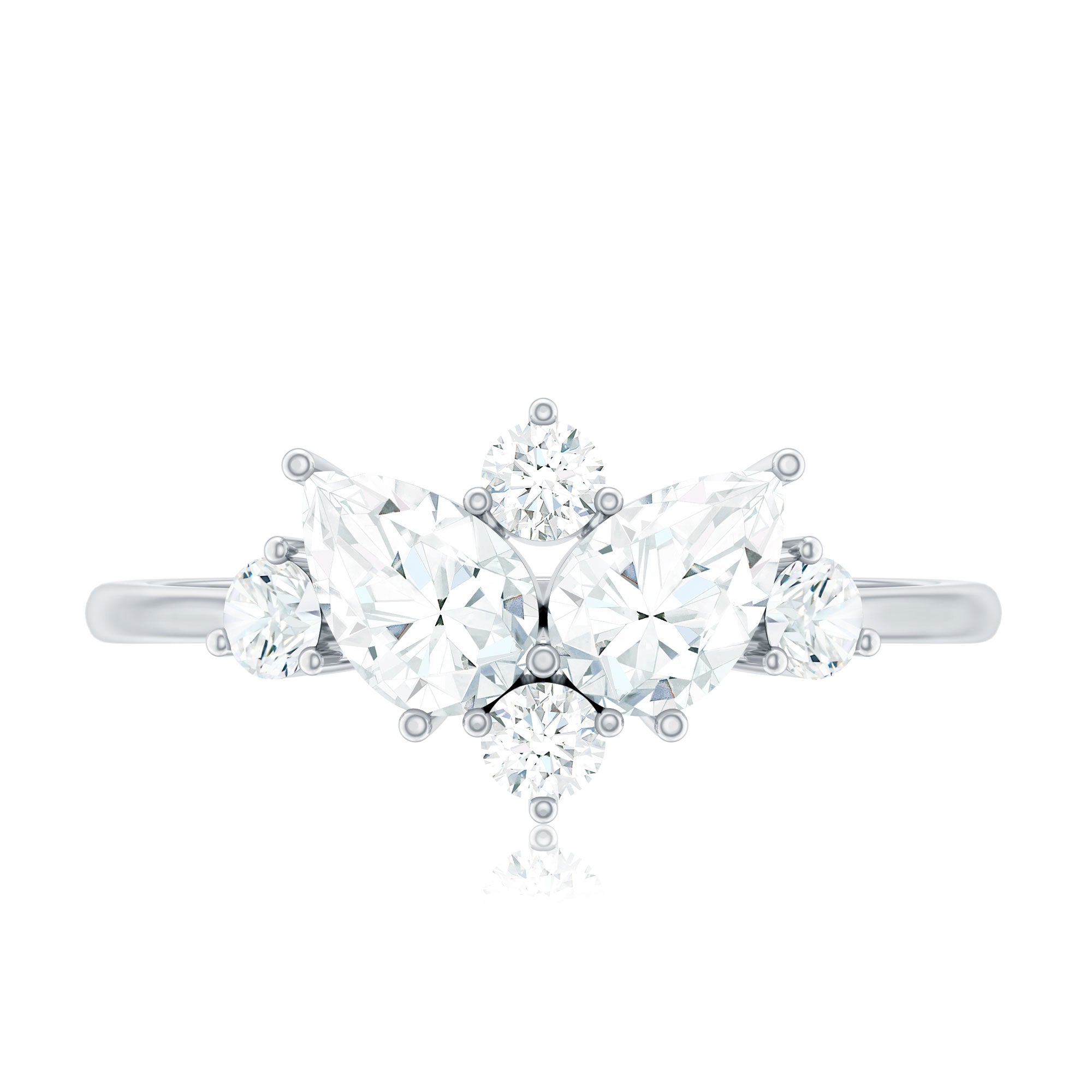 Pear and Round Moissanite Cluster Promise Ring