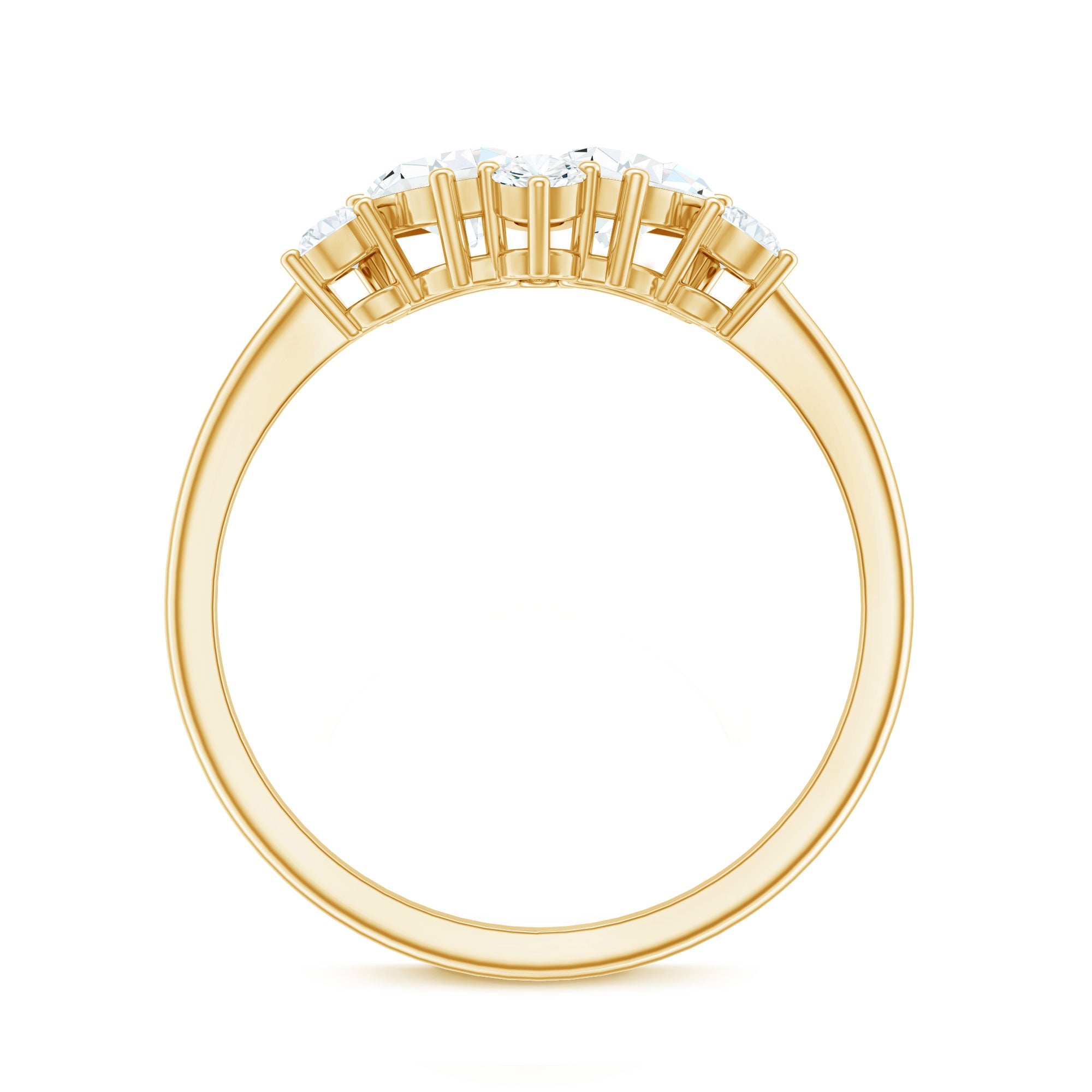 Pear and Round Moissanite Cluster Promise Ring