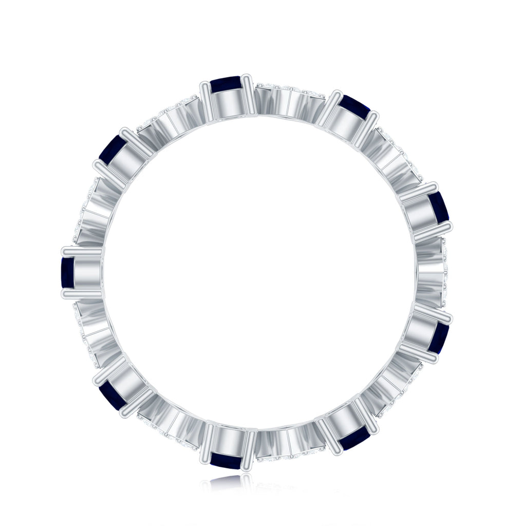 2 CT Natural Blue Sapphire and Diamond Eternity Band Ring