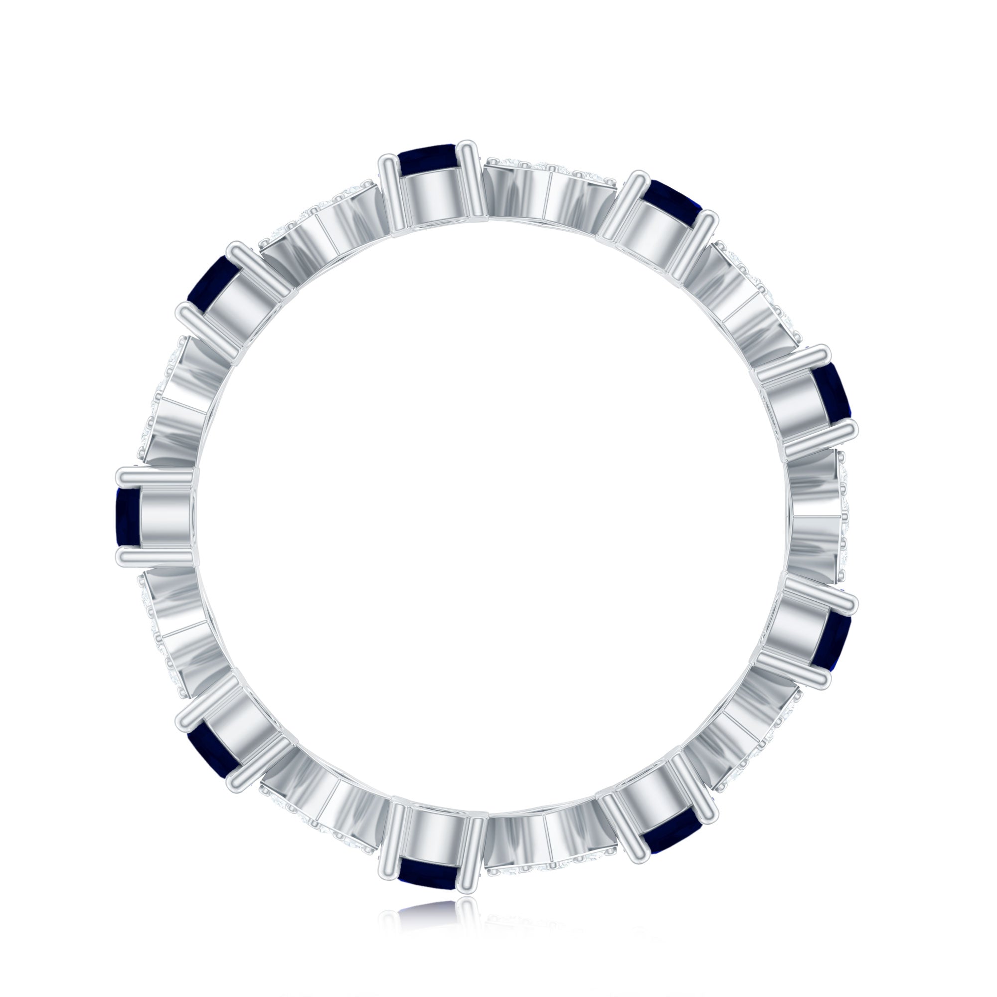 2 CT Natural Blue Sapphire and Diamond Eternity Band Ring
