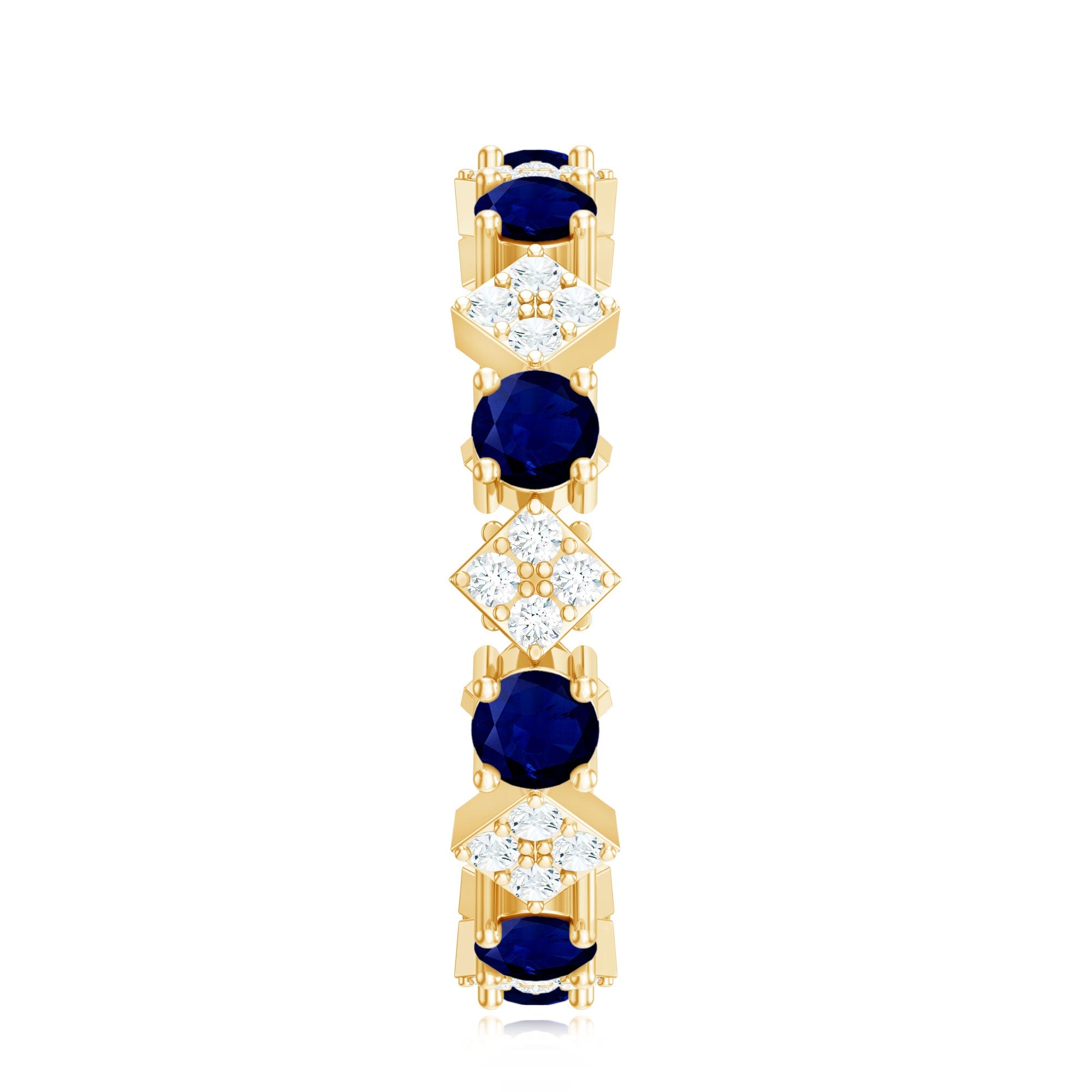 2 CT Natural Blue Sapphire and Diamond Eternity Band Ring