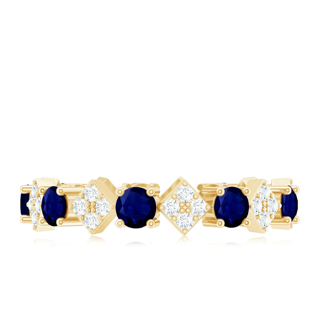 2 CT Natural Blue Sapphire and Diamond Eternity Band Ring