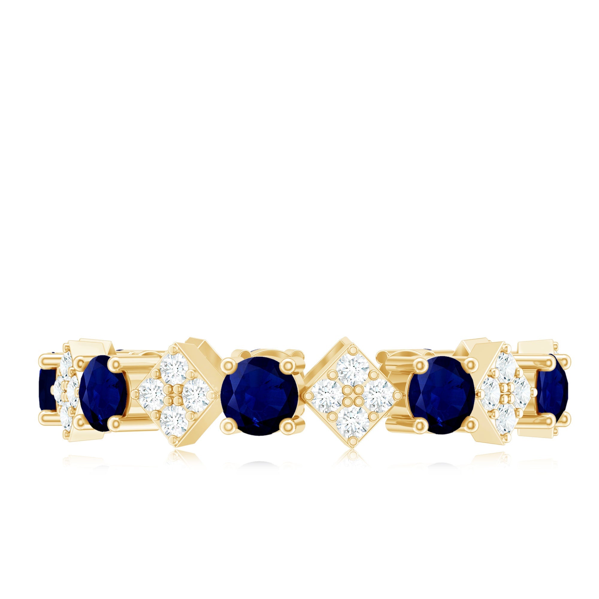 2 CT Natural Blue Sapphire and Diamond Eternity Band Ring