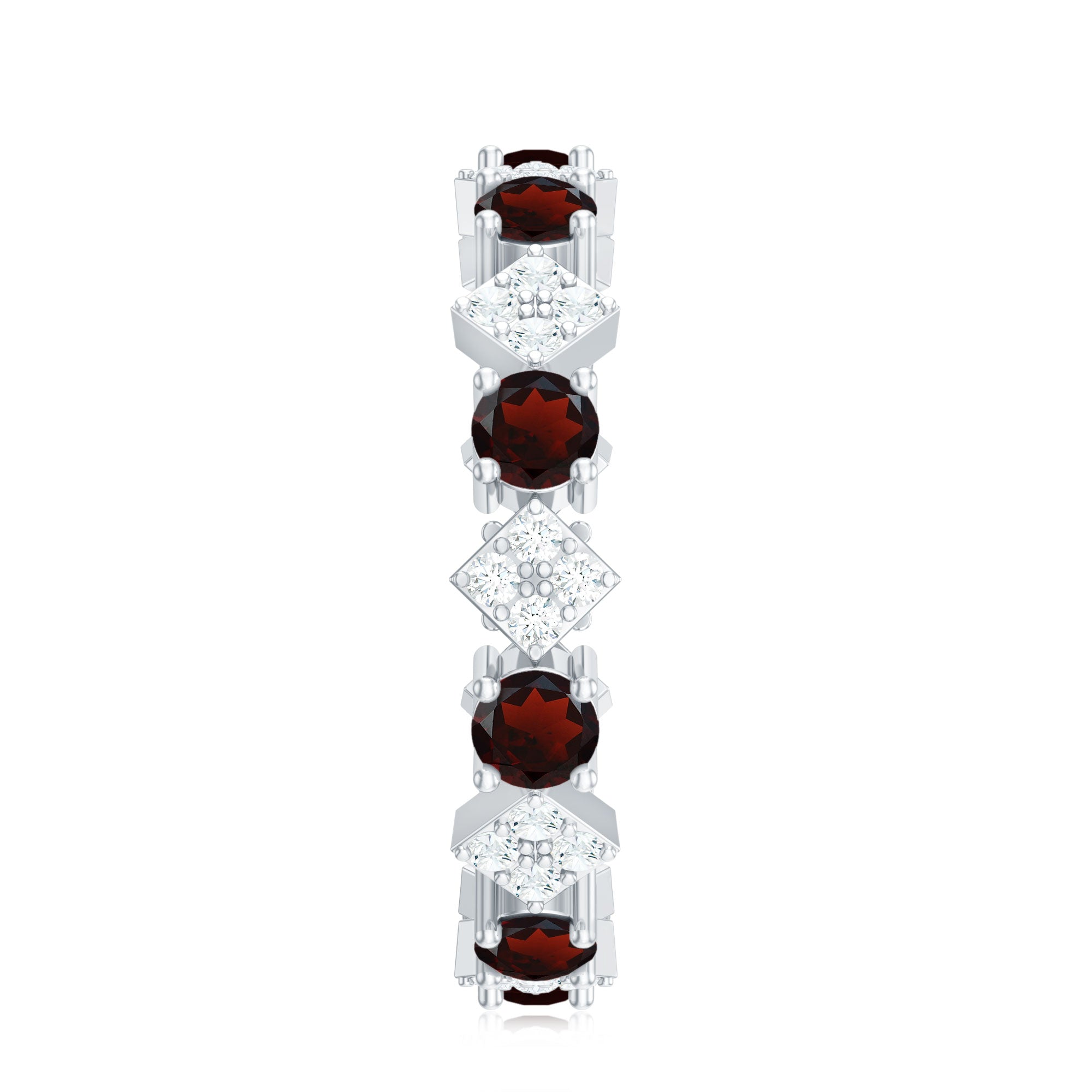 Certified Real Garnet Diamond Eternity Wedding Band Ring