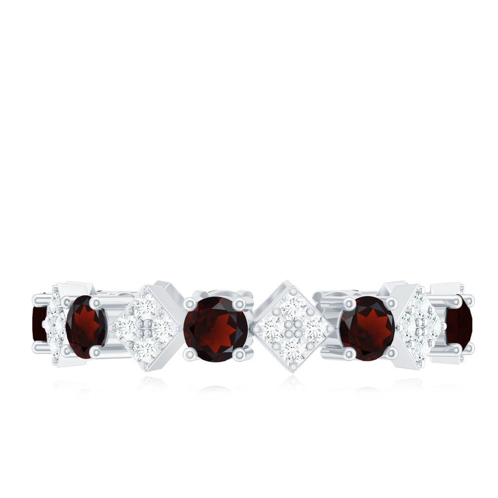 Certified Real Garnet Diamond Eternity Wedding Band Ring