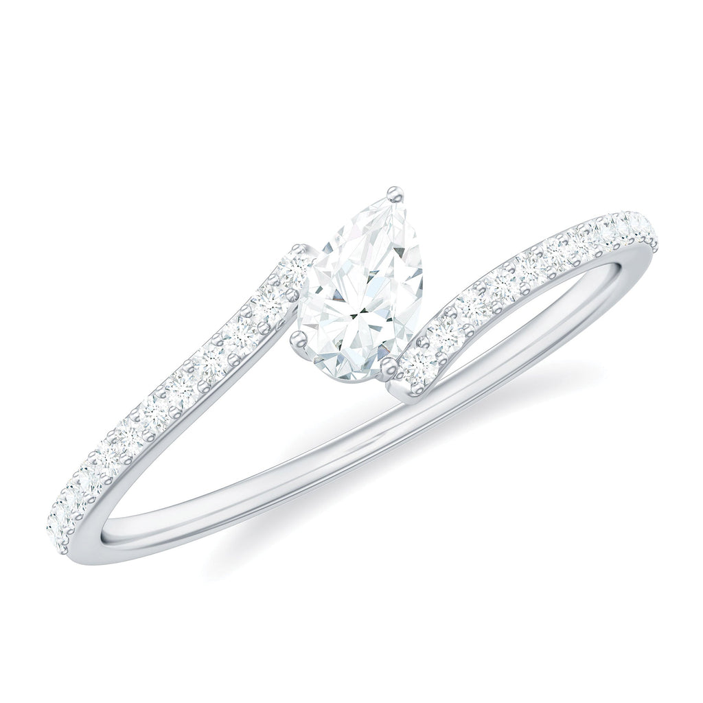 Pear Shaped Moissanite Bypass Promise Ring for Her