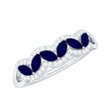 1 CT Minimal Marquise Cut Blue Sapphire Anniversary Ring with Diamond Accent