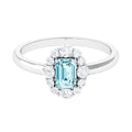 Octagon Aquamarine Engagement Ring with Diamond Halo
