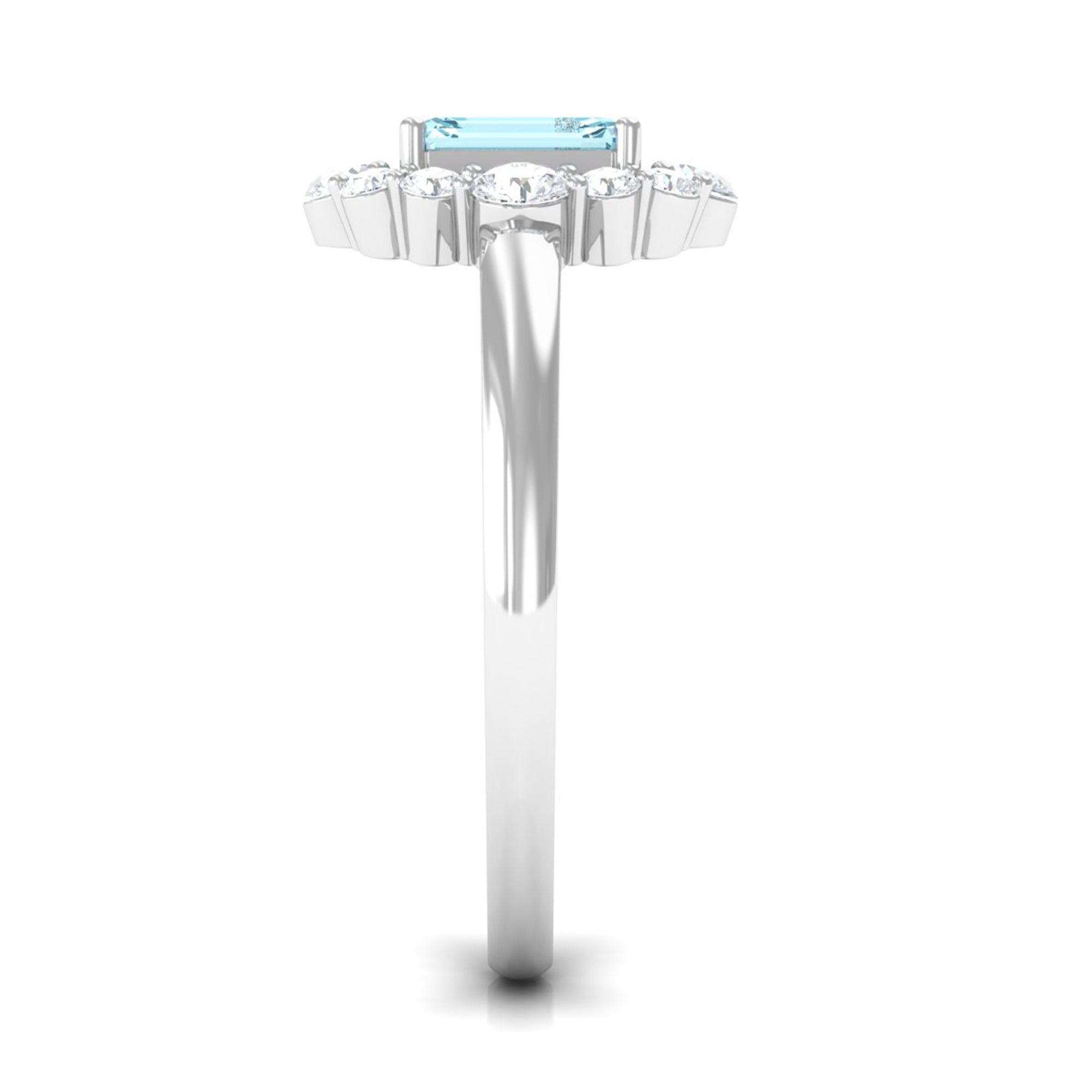 Octagon Aquamarine Engagement Ring with Diamond Halo