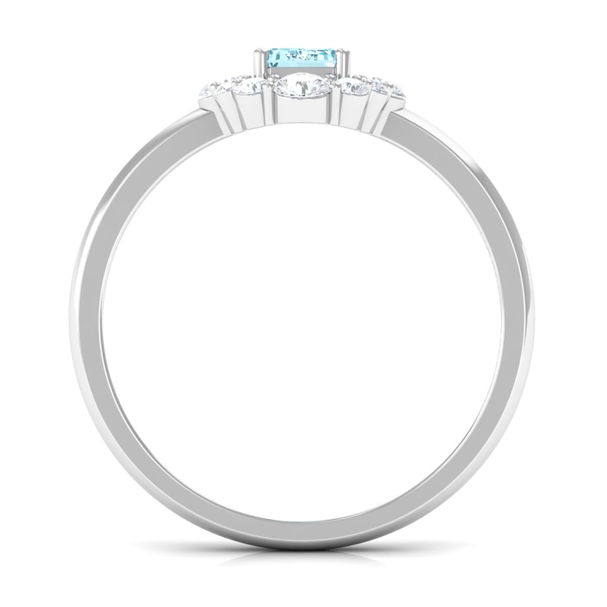 Octagon Aquamarine Engagement Ring with Diamond Halo