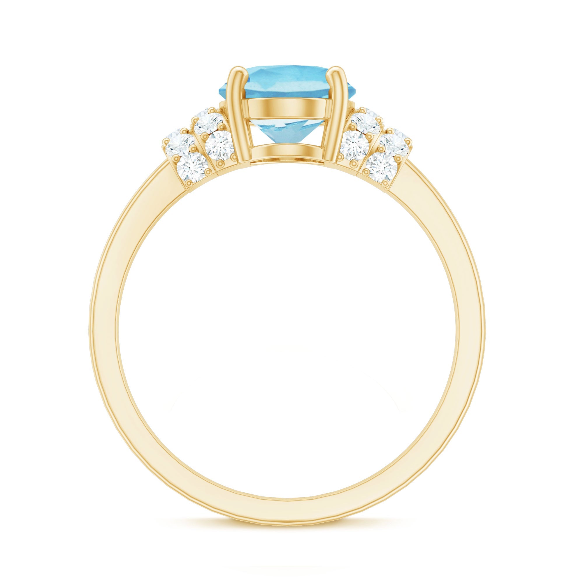 Oval Cut Aquamarine Engagement Ring with Moissanite Collar