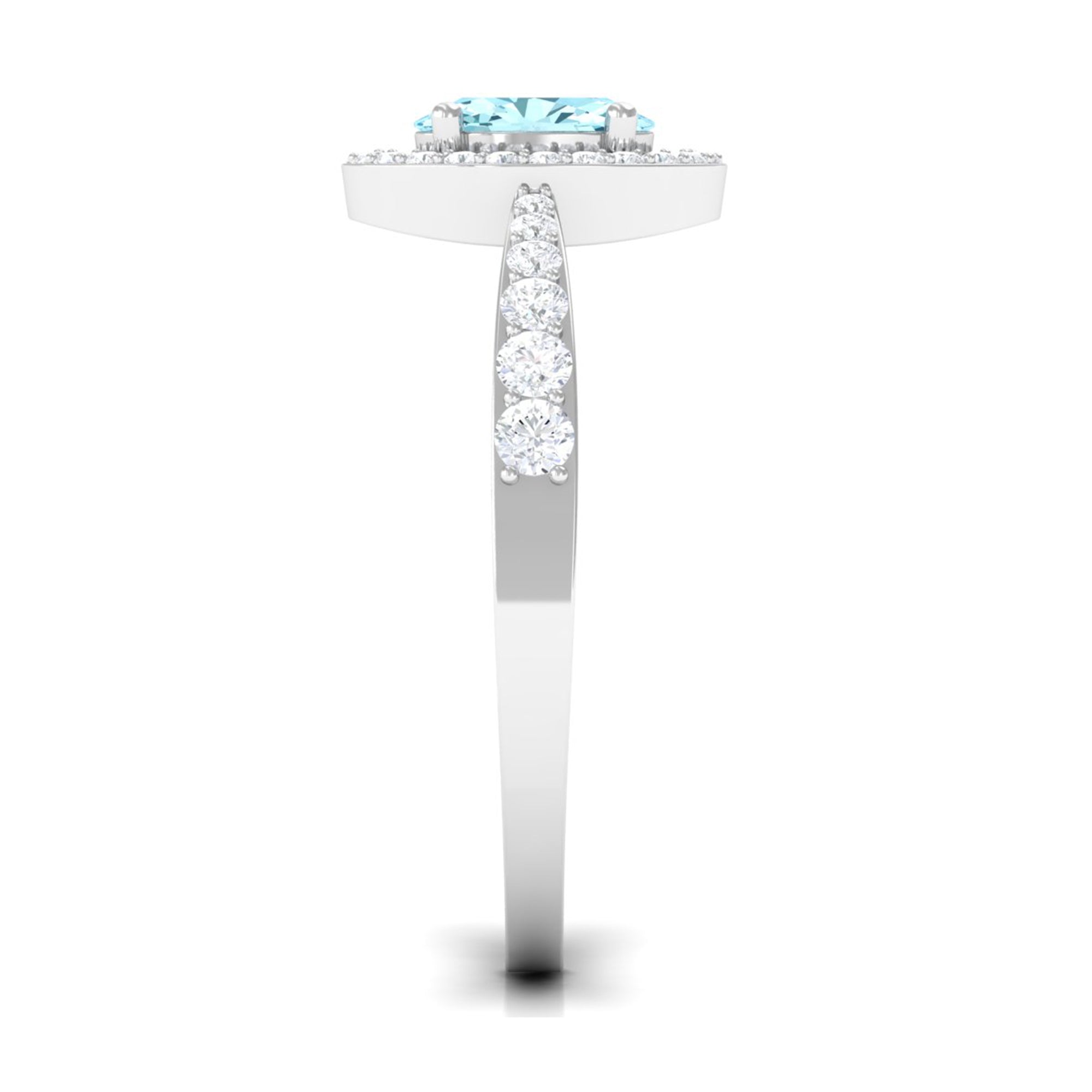 1 CT Aquamarine Engagement Ring with Diamond Halo