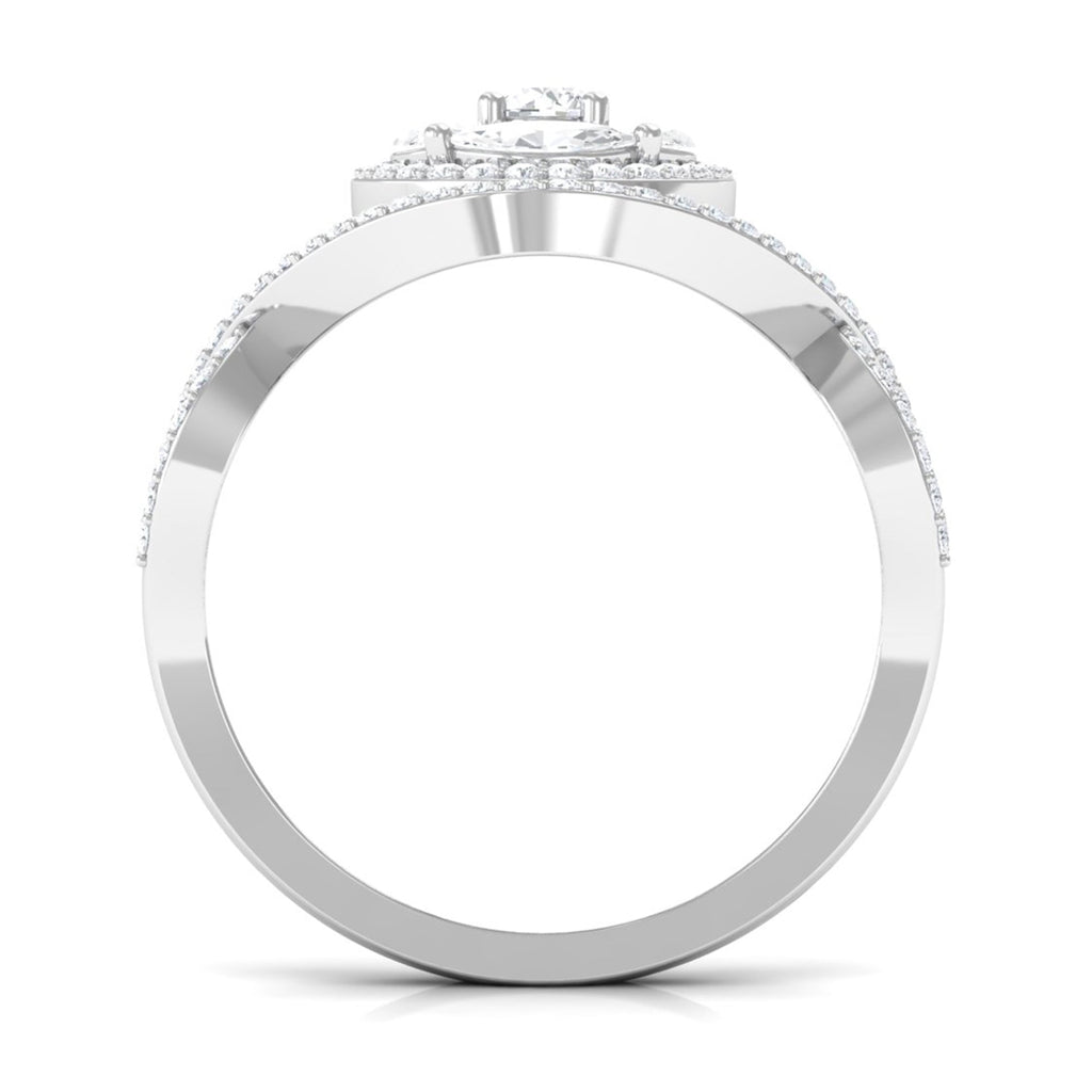 Criss Cross Zircon Cluster Engagement Ring