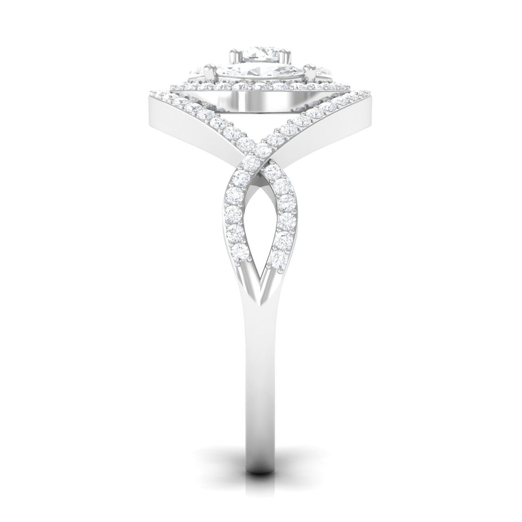 Criss Cross Zircon Cluster Engagement Ring