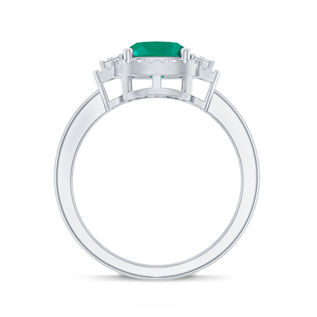 Cushion Cut 8 mm Lab Grown Emerald Diamond Statement Engagement Ring