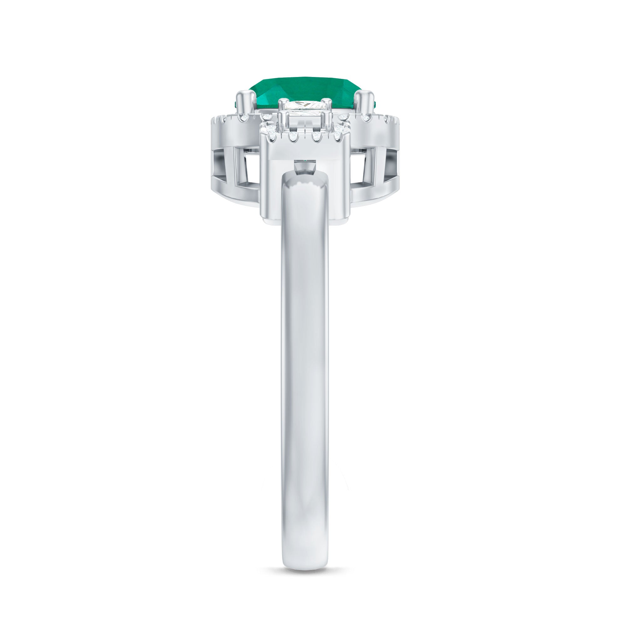 Cushion Cut 8 mm Lab Grown Emerald Diamond Statement Engagement Ring