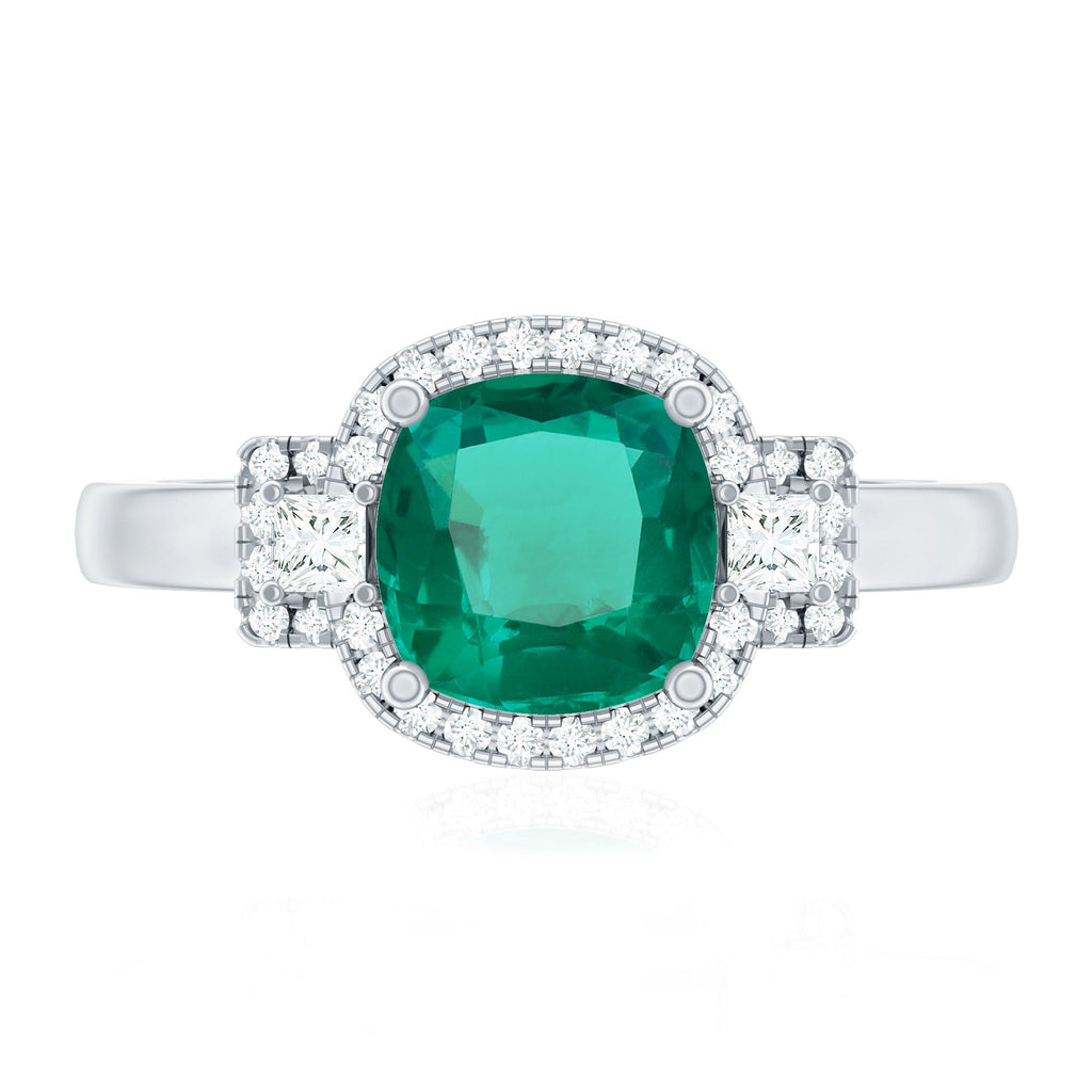 Cushion Cut 8 mm Lab Grown Emerald Diamond Statement Engagement Ring